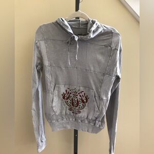 YOUNG THREADS Hoodie Grey Terry embroidered Size small